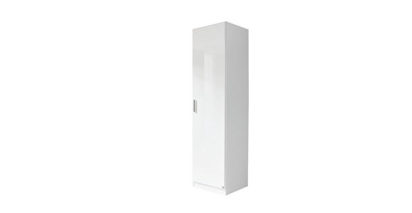 DREHTÜRENSCHRANK 47/197/54 cm 1-türig Weiß, Weiß Hochglanz - Weiß Hochglanz/Alufarben, Design, Holzwerkstoff/Kunststoff (47/197/54cm) - Carryhome