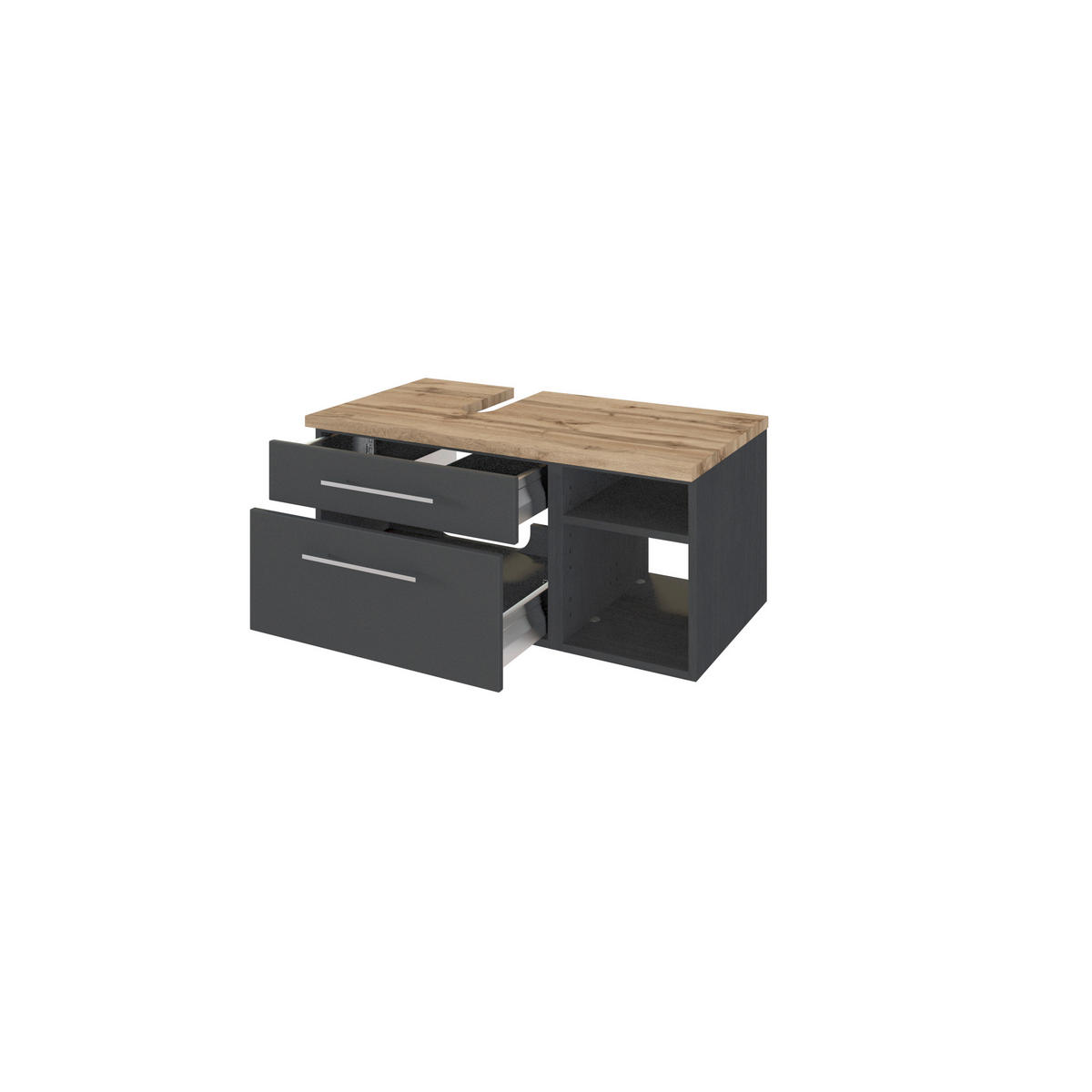 WASCHTISCHUNTERSCHRANK  - Alufarben/Grau, KONVENTIONELL, Holzwerkstoff/Metall (90/41/47cm) - Xora