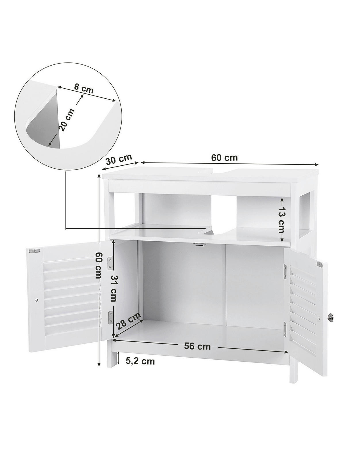 WASCHBECKENUNTERSCHRANK 60/60/30 cm  - Silberfarben/Schwarz, Trend, Holzwerkstoff/Metall (60/60/30cm) - MID.YOU