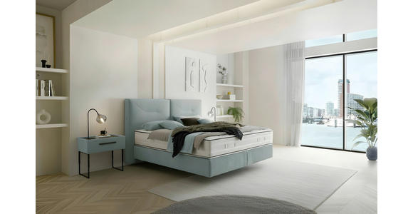 BOXSPRINGBETT 180/200 cm,  in Hellblau, Matratze, unterschiedliche Matratzenhärtegrade je Bettseite, H3 + H4 = fest + sehr fest  - Schwarz/Hellblau, Design, Kunststoff/Textil (180/200cm) - Dieter Knoll