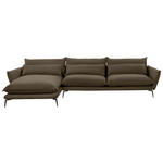 ECKSOFA in Webstoff Braun  - Schwarz/Braun, Design, Textil/Metall (165/338cm) - Hom`in