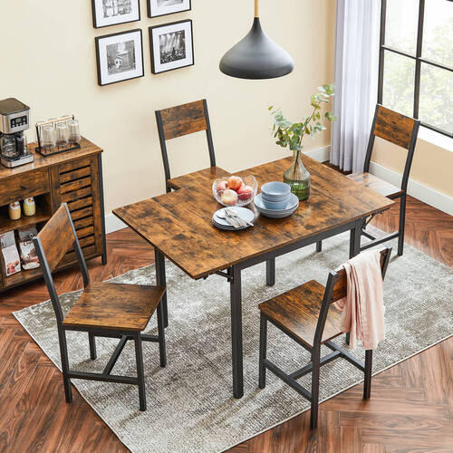 ESSTISCH in Metall, Holzwerkstoff 85-120/78/75 cm  - Schwarz/Braun, Basics, Holzwerkstoff/Metall (85-120/78/75cm) - Boxxx