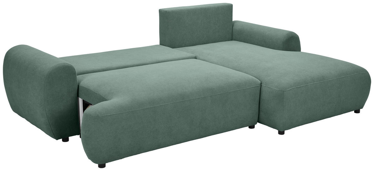 ECKSOFA in Webstoff Grün  - Schwarz/Grün, Modern, Kunststoff/Textil (265/175cm) - MID.YOU