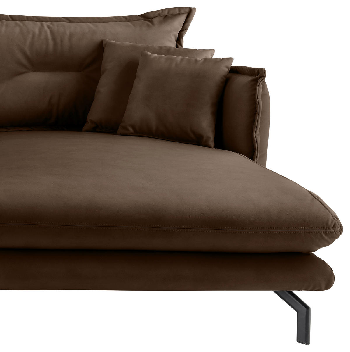 ECKSOFA in Lederlook Braun  - Schwarz/Braun, Modern, Textil/Metall (255/180cm) - Livetastic