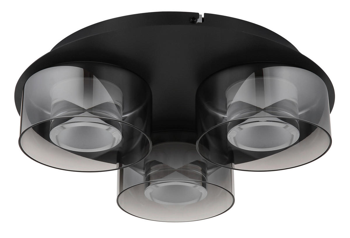 DECKENLEUCHTE 18 W  38/11,5 cm    - Klar/Schwarz, Design, Glas/Kunststoff (38/11,5cm) - Collet's Monde