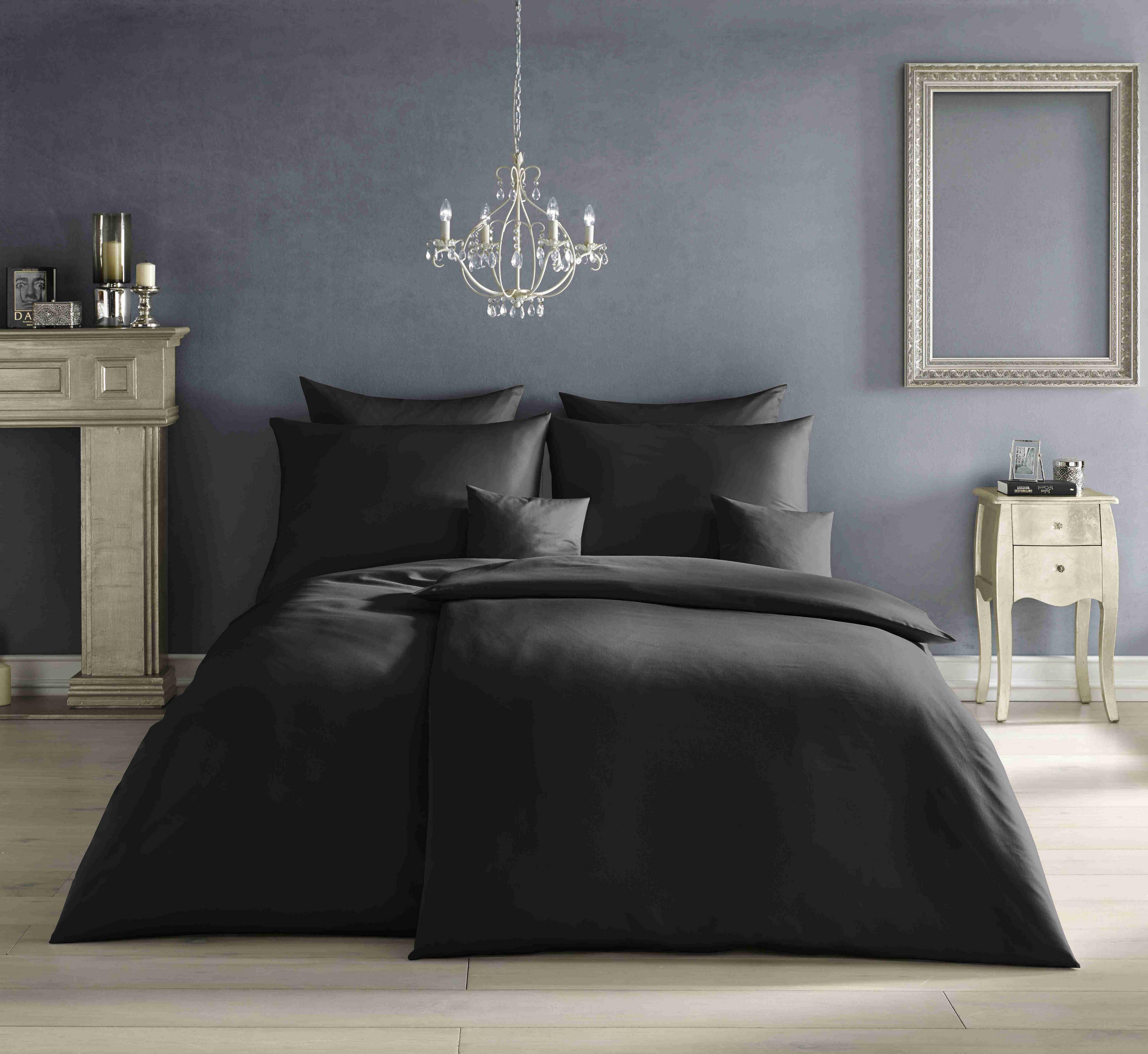 BETTWÄSCHE Makosatin 135/200 cm - Schwarz, Basics, Textil (135/200cm) - Fleuresse