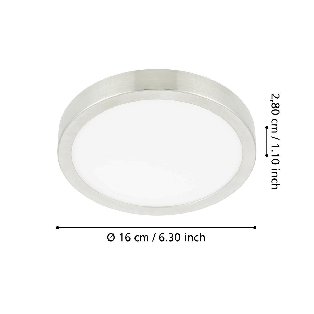 LED-DECKENLEUCHTE Fueva 16/2,8 cm  - Weiß/Nickelfarben, Design, Kunststoff/Metall (16/2,8cm) - Novel