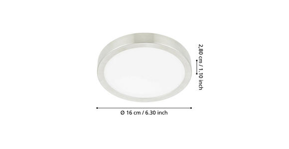 LED-DECKENLEUCHTE Fueva 16/2,8 cm  - Weiß/Nickelfarben, Design, Kunststoff/Metall (16/2,8cm) - Novel