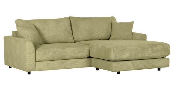 ECKSOFA Hellgrün Cord  - Schwarz/Hellgrün, Design, Kunststoff/Textil (240/175cm) - Landscape