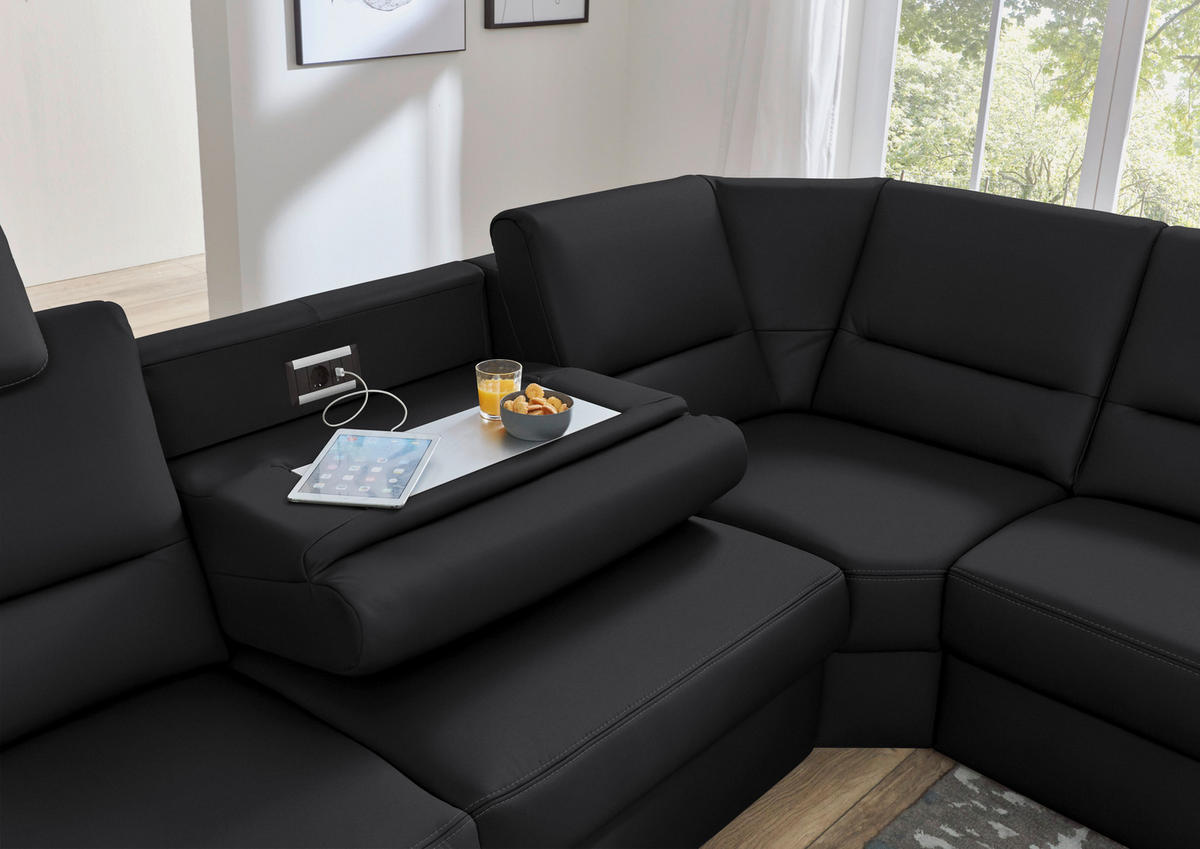 ECKSOFA in Echtleder Anthrazit  - Anthrazit/Beige, Design, Leder/Metall (288/249cm) - Beldomo Premium