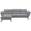 ECKSOFA in Velours Silberfarben  - Silberfarben/Schwarz, Design, Textil/Metall (153/283cm) - Valdera