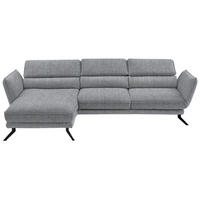 ECKSOFA in Velours Silberfarben  - Silberfarben/Schwarz, Design, Textil/Metall (153/283cm) - Valdera