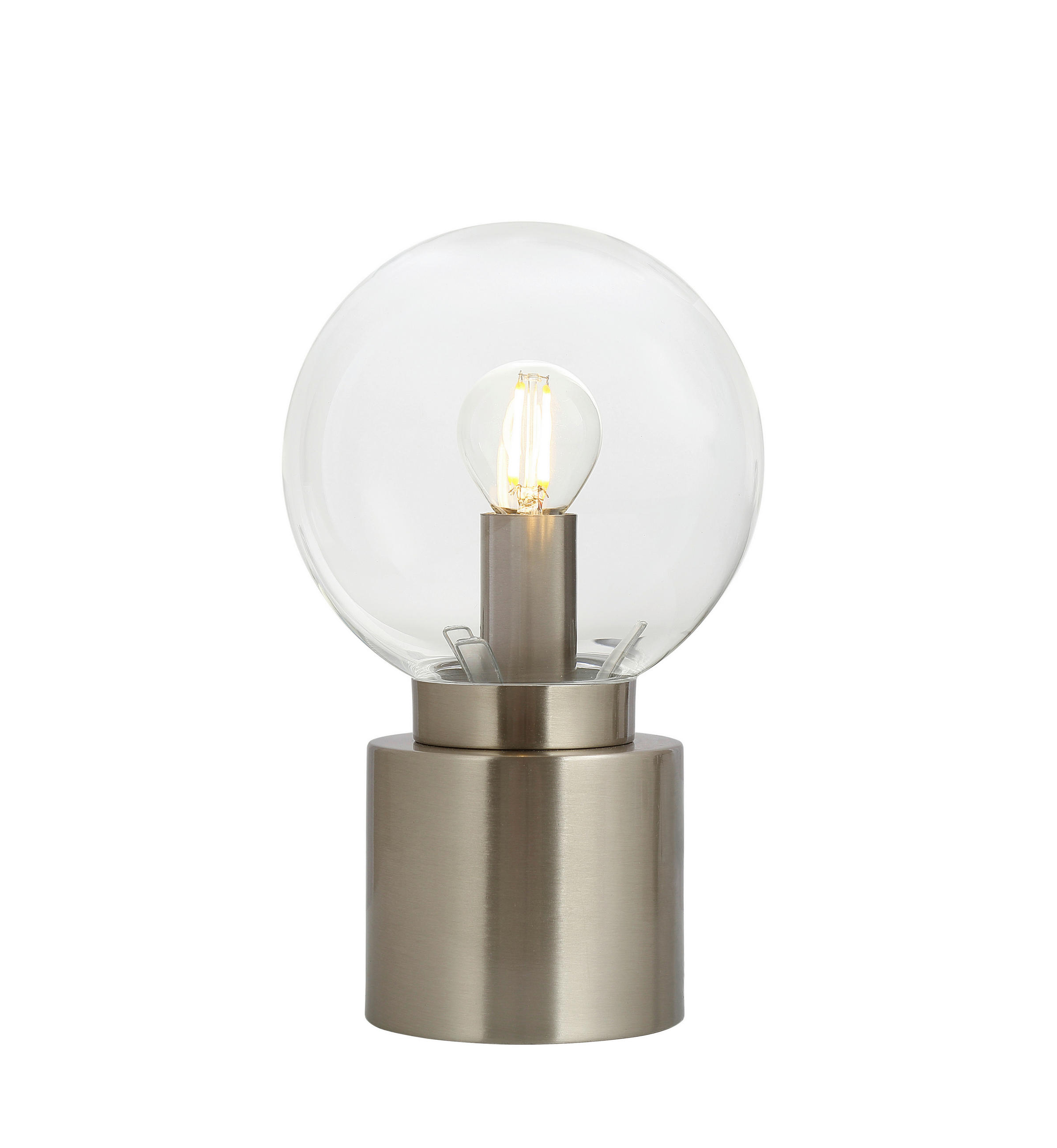 TISCHLEUCHTE 15/24,5 cm   - Opal/Nickelfarben, Design, Glas/Metall (15/24,5cm) - Globo