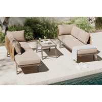 LOUNGE GARNITURA ogljikovo jeklo  - bežrjava/rumena, Moderno, kovina/umetna masa (200/67/68cm) - Beldano