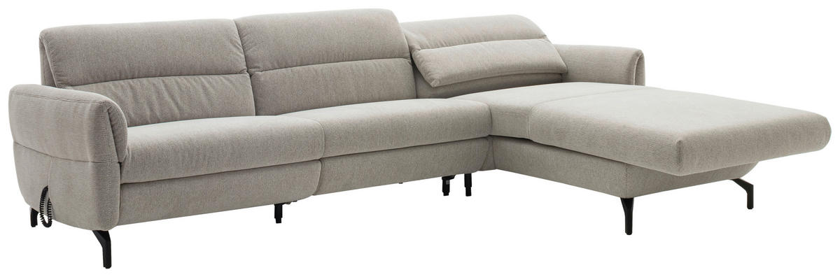 ECKSOFA Beige Chenille  - Beige/Schwarz, Design, Textil/Metall (299/187cm) - Schöner Wohnen