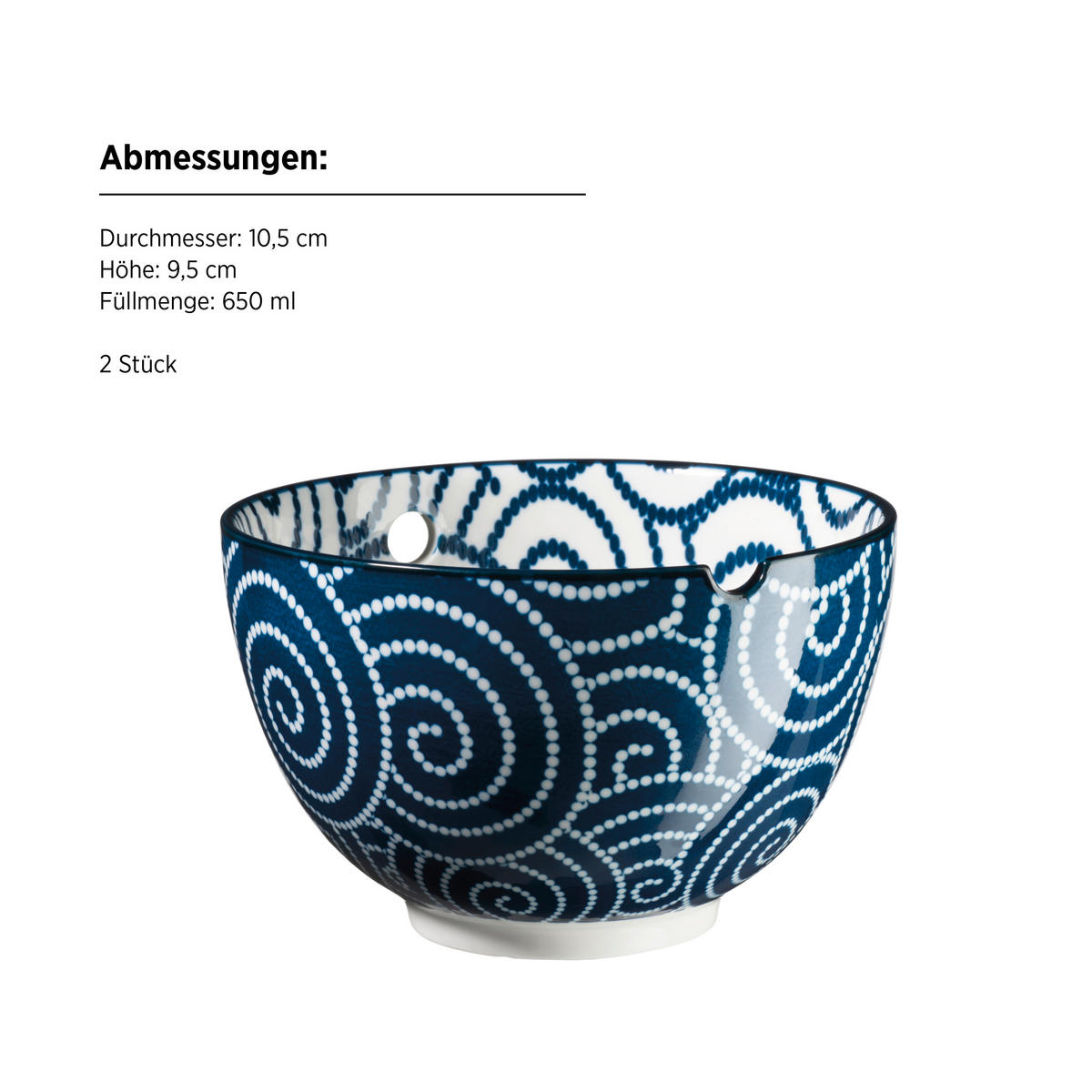 SCHÜSSELSET Jurka 8-teilig  - Blau/Weiß, Trend, Holz/Keramik - Mäser