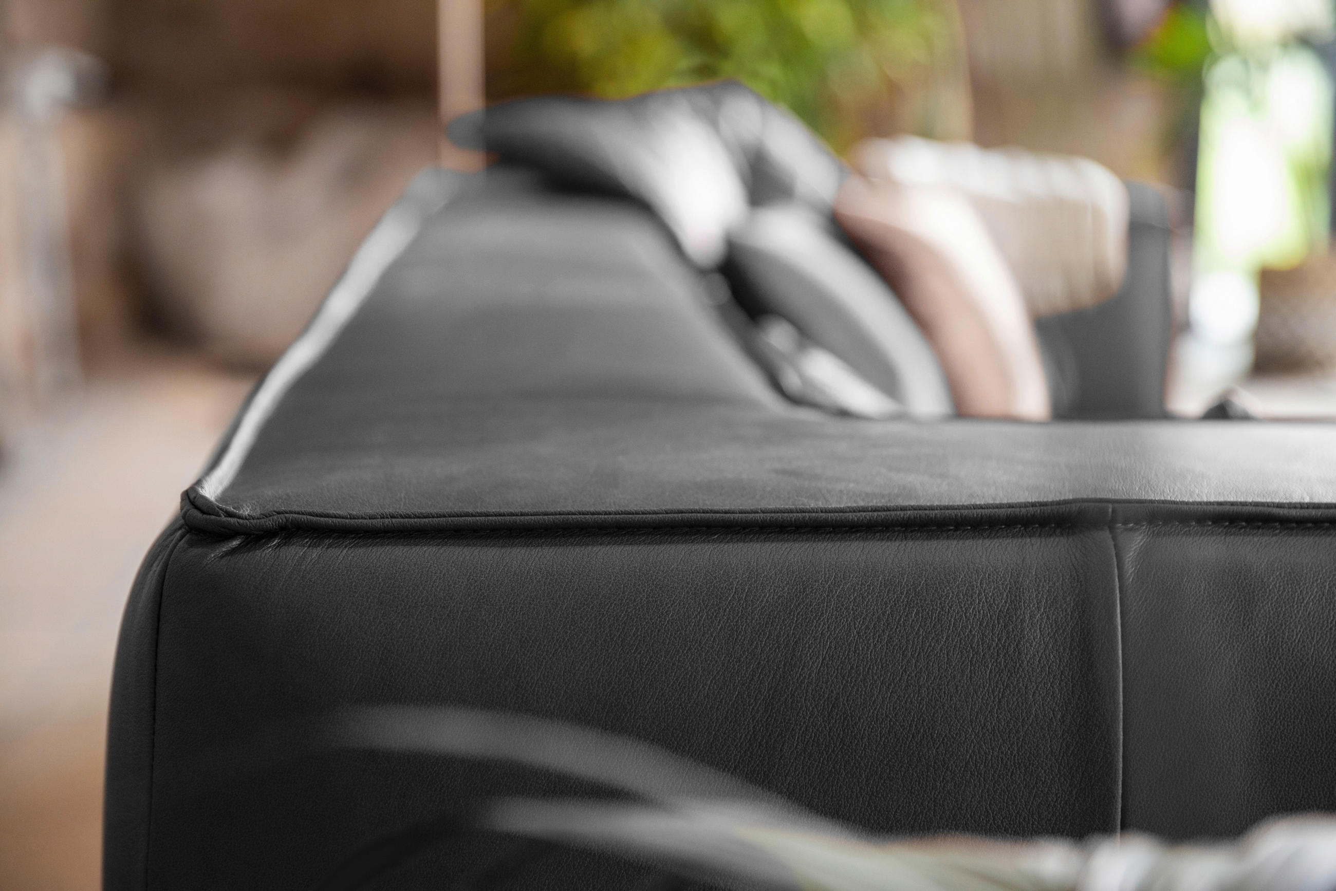 VIERSITZER-SOFA Anthrazit Echtleder  - Anthrazit/Schwarz, MODERN, Leder/Kunststoff (300/66/104cm) - Chilliano