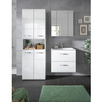 BADEZIMMER 4-teilig  in 120 cm  - Weiß Hochglanz/Silberfarben, MODERN, Keramik/Holzwerkstoff (120cm) - MID.YOU