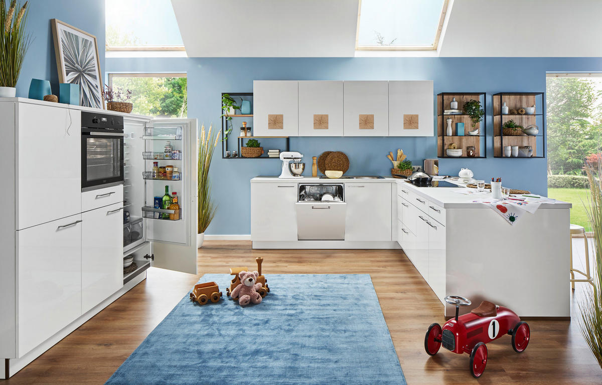 EINBAUKÜCHE DK305  - Weiß, Design, Holzwerkstoff - Dieter Knoll