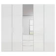 DREHTÜRENSCHRANK 251/223/61 cm,  in Weiß, Weiß Hochglanz, 5-türig  - Weiß Hochglanz/Weiß, Basics, Glas/Holzwerkstoff (251/223/61cm) - Novel
