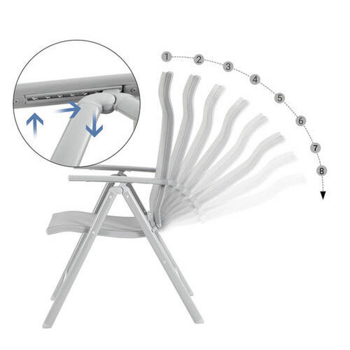 GARTENKLAPPSESSEL-SET Aluminium Grau  - Grau, Basics, Textil/Metall (70/106/56cm) - Modante