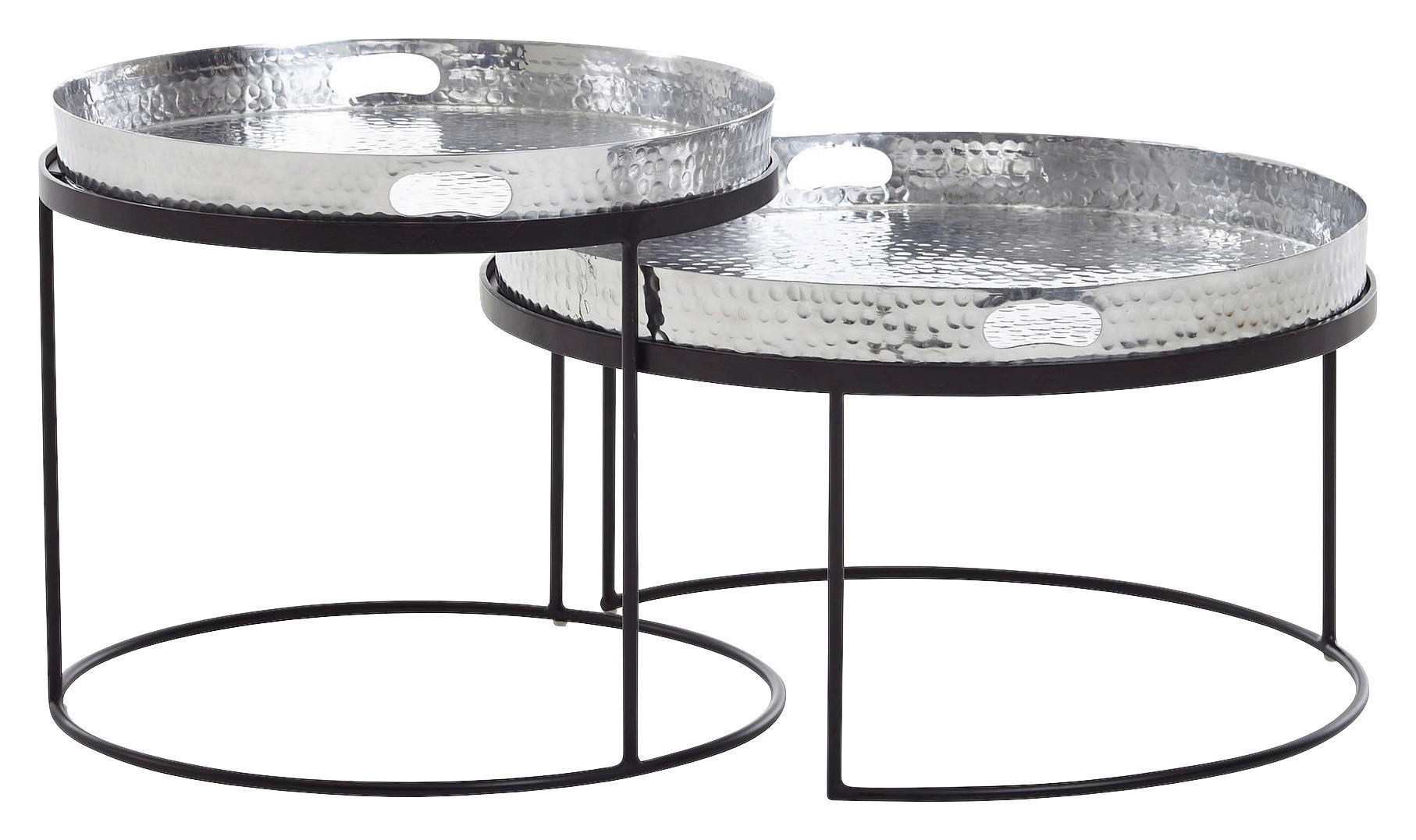 COUCHTISCHSET rund Silberfarben  - Silberfarben/Schwarz, MODERN, Metall (46/46/41cm) - MID.YOU