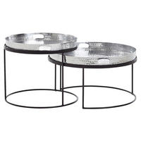 COUCHTISCHSET in Metall 46/46/41 cm  - Silberfarben/Schwarz, Modern, Metall (46/46/41cm) - MID.YOU