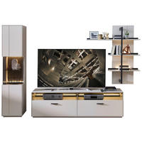 DNEVNI REGAL,  antracit, svetlo siva, sahara  - sahara/črna, Design, kamen/kovina (285/204/45cm) - Novel