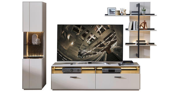 ANBAUWAND 3-teilig  in Anthrazit, Hellgrau, Sahara  285/204/45 cm  - Anthrazit/Hellgrau, Design, Glas/Holzwerkstoff (285/204/45cm) - Novel