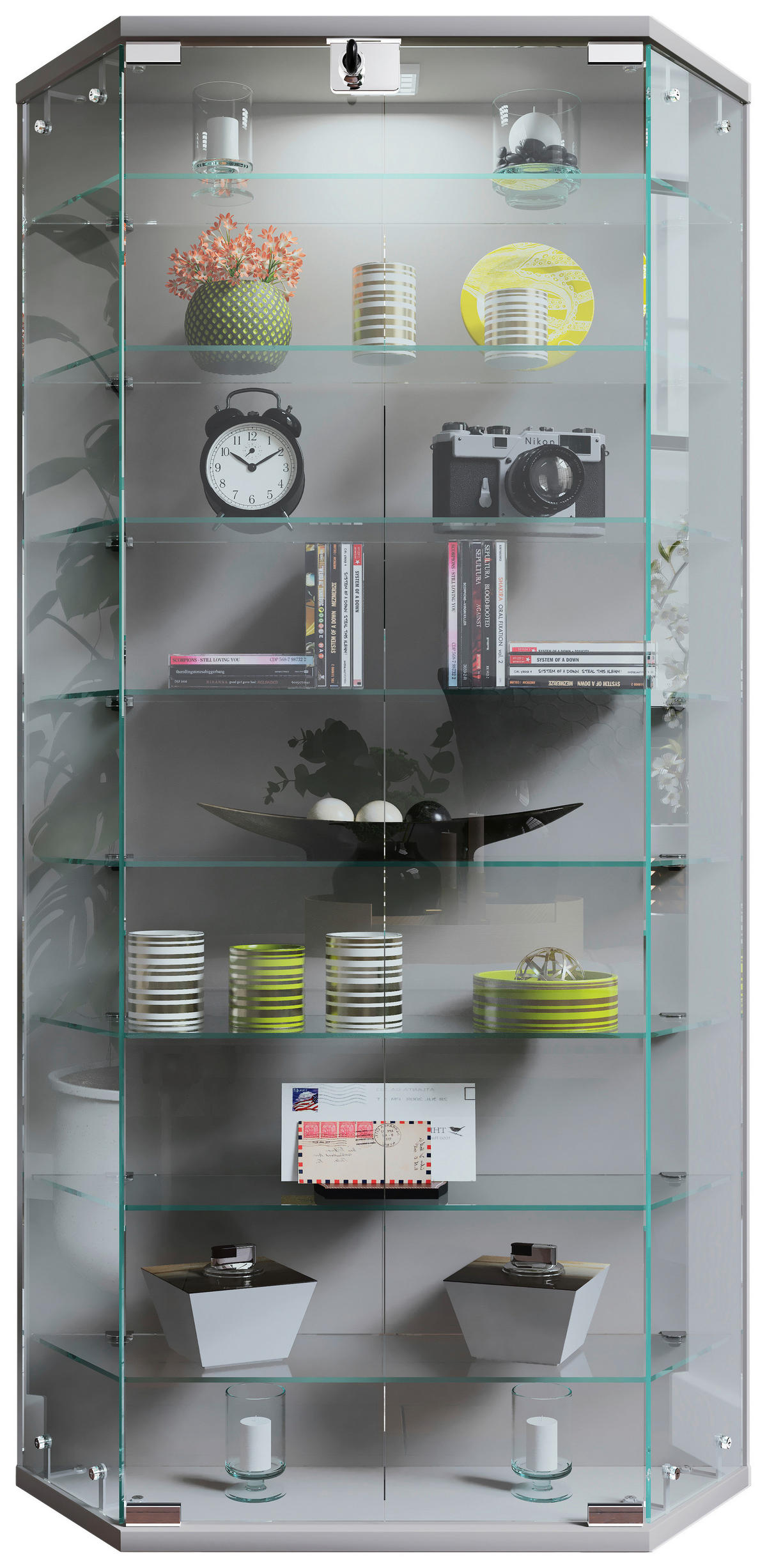 VITRINE in Silberfarben  - Transparent/Silberfarben, Design, Glas/Holzwerkstoff (83/114/17cm) - MID.YOU