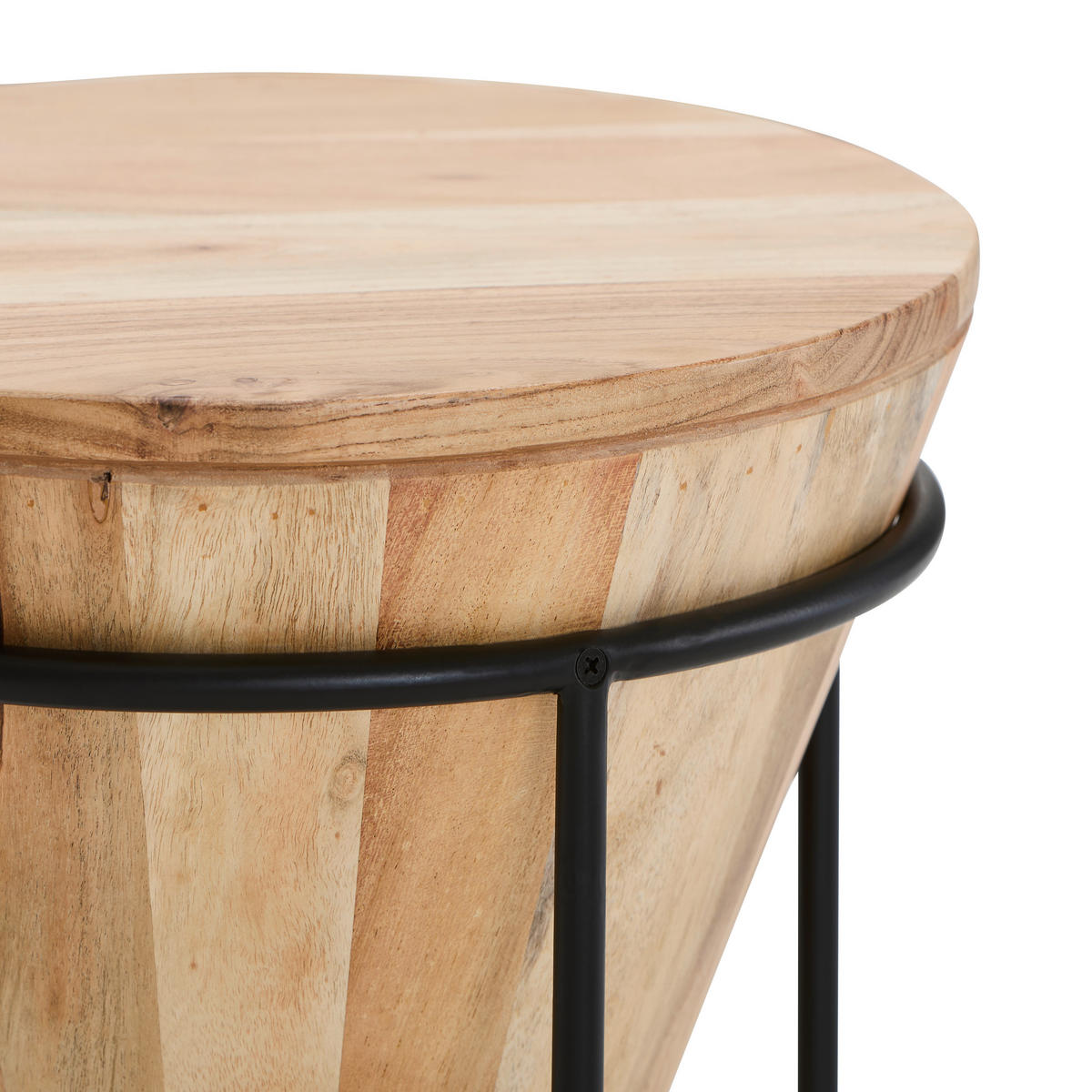 BEISTELLTISCH 36/36/56 cm Akazie vollmassiv Schwarz, Akaziefarben rund  - Schwarz/Akaziefarben, LIFESTYLE, Holz/Metall (36/36/56cm) - Landscape