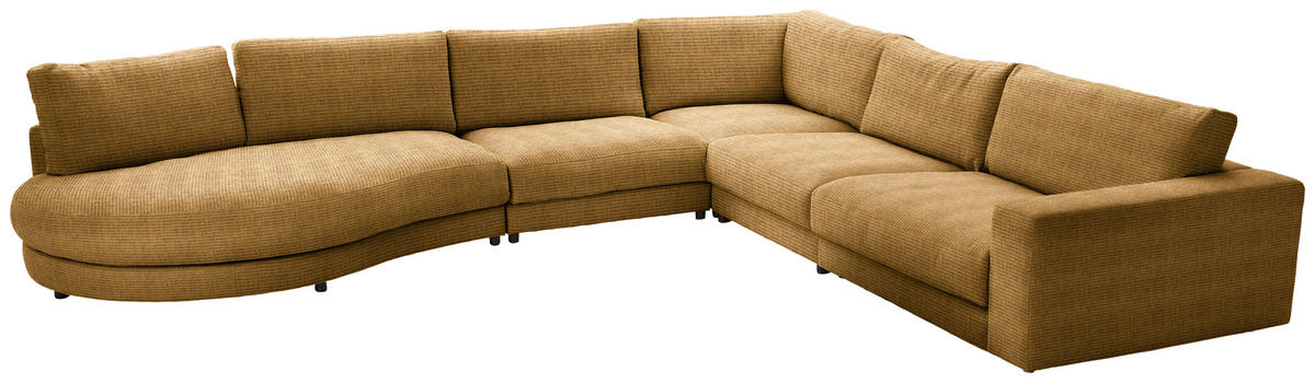 ECKSOFA in Chenille, Cord Hellgrün  425/365 cm  - Schwarz/Hellgrün, Design, Kunststoff/Textil (425/365cm) - Lomoco