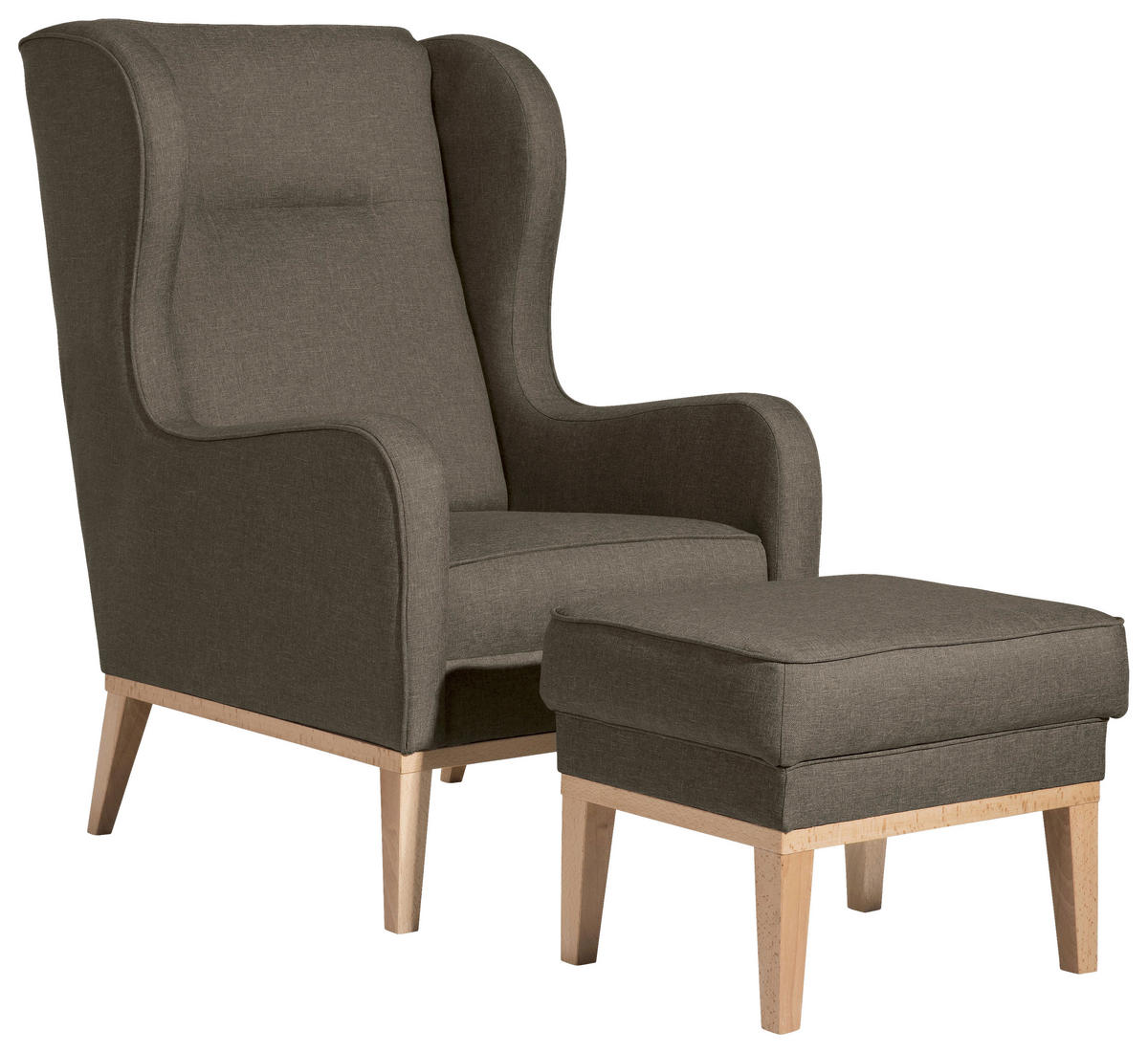 OHRENSESSEL in Flachgewebe Sahara  - Naturfarben/Sahara, Konventionell, Holz/Textil (66/104/78cm) - Max Winzer