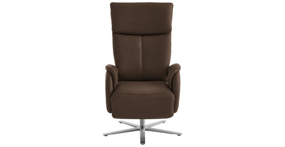 RELAXSESSEL in Leder Braun - Edelstahlfarben/Braun, Design, Leder/Metall (70/124/85cm) - Cantus