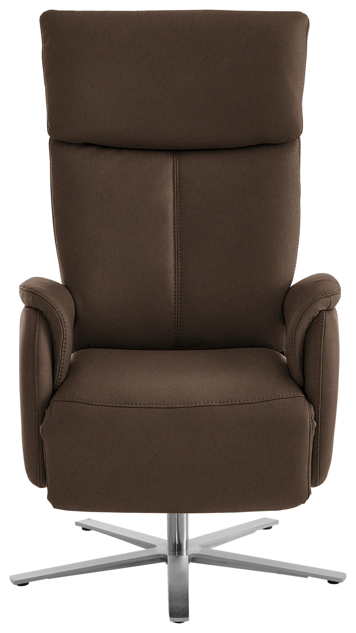 RELAXSESSEL in Leder Braun  - Edelstahlfarben/Braun, Design, Leder/Metall (70/124/85cm) - Cantus
