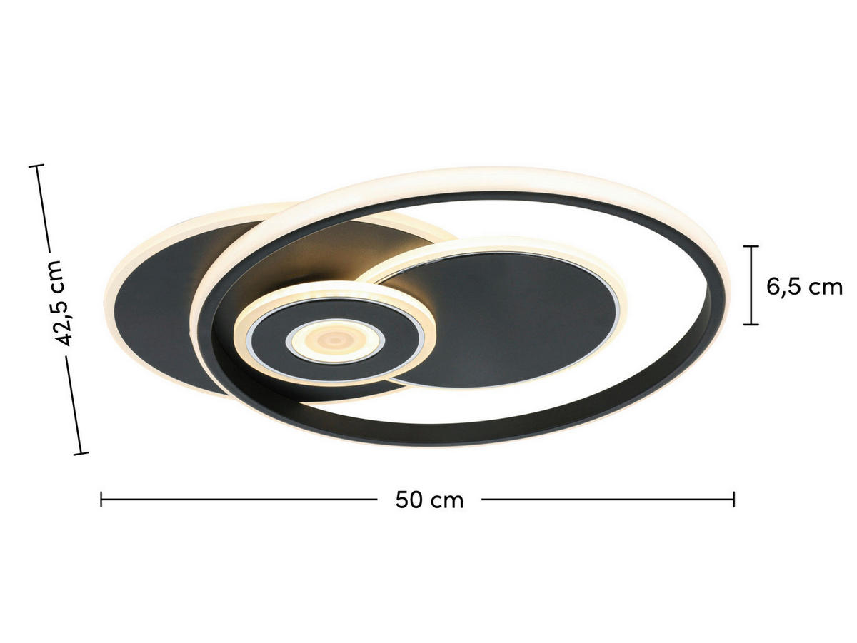 DECKENLEUCHTE 50/42,5/6,5 cm   - Chromfarben/Schwarz, Trend, Kunststoff/Metall (50/42,5/6,5cm) - Novel