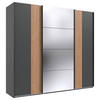 SCHWEBETÜRENSCHRANK  in Graphitfarben, Eiche Artisan  - Schwarz/Graphitfarben, Trend, Glas/Holzwerkstoff (225/208/64cm) - Ti'me