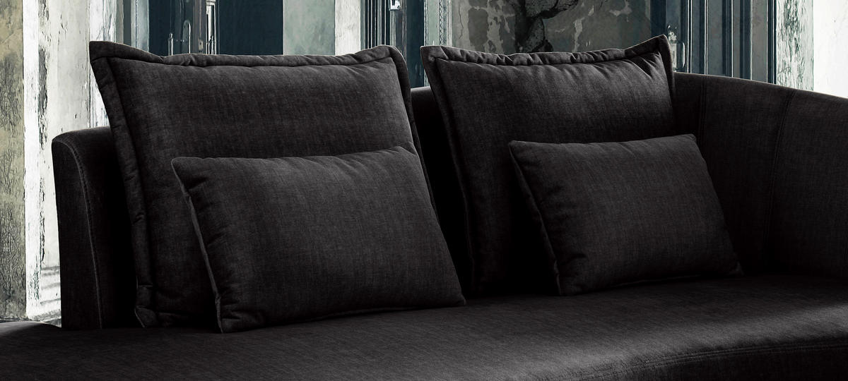 OTTOMANE in Velours Anthrazit  - Anthrazit/Schwarz, Modern, Textil/Metall (211/85/102cm) - Livetastic