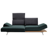 ECKSOFA in Flachgewebe Blau, Schwarz  132/240 cm  - Chromfarben/Blau, Design, Holz/Textil (132/240cm) - Koinor
