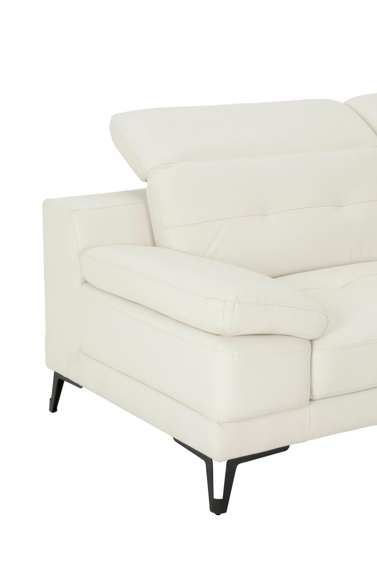 ECKSOFA Weiß Echtleder  - Schwarz/Weiß, MODERN, Leder/Metall (287/224cm) - MID.YOU