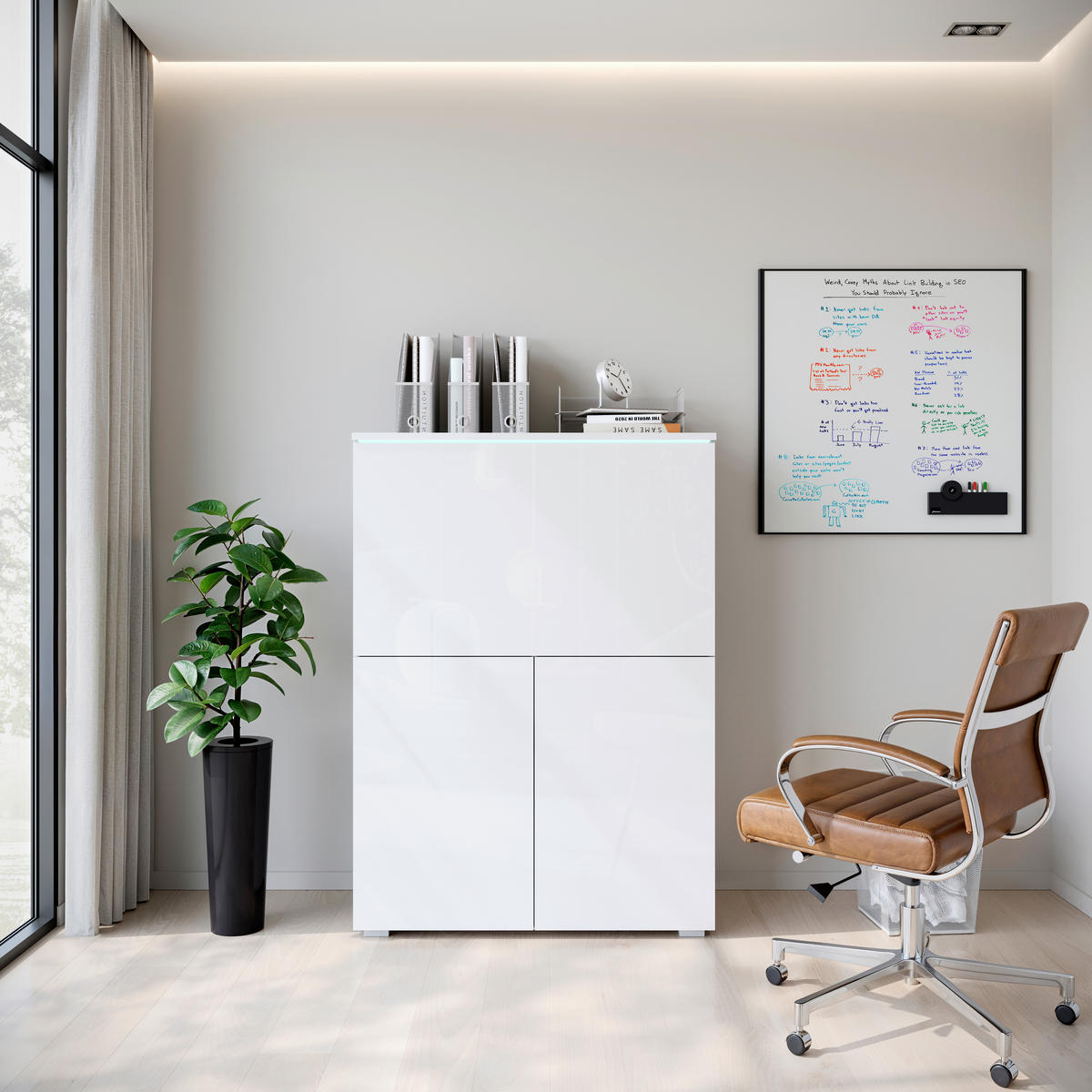 POMOĆNI STOL  bijela, bijela visoki sjaj  drvni materijal  - bijela/siva, Design, drvni materijal/plastika (90/125,1/42cm) - Livetastic