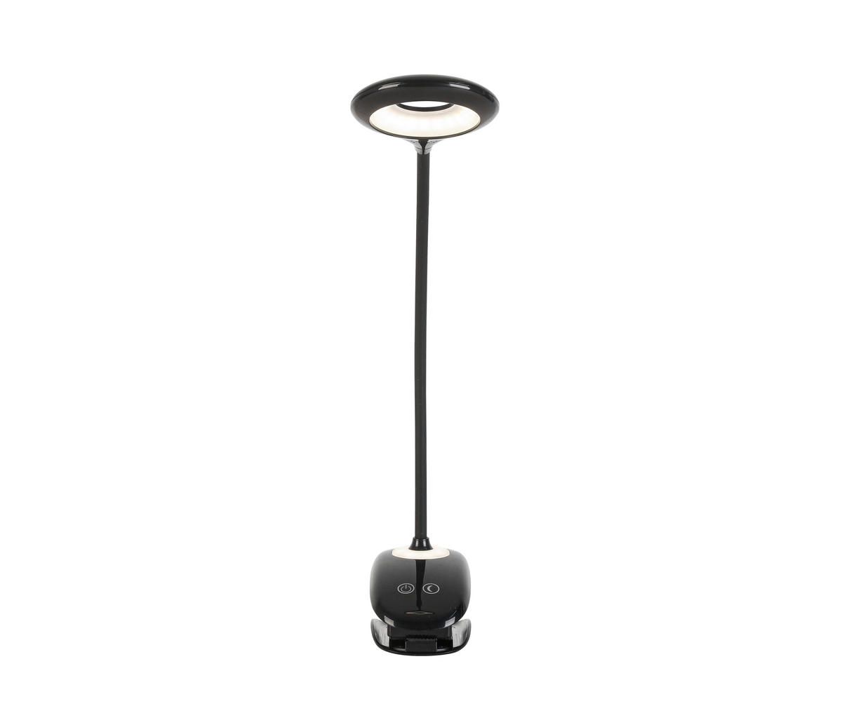 LED LAMPA SO ŠTIPCOM, dotykový stmievač, 42/11/12 cm - čierna, Basics, plast (42/11/12cm) - Boxxx