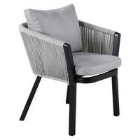 GARTENSTUHL-SET Metall, Textil Grau, Schwarz  - Schwarz/Grau, KONVENTIONELL, Textil/Metall (60/73/62,5cm) - Gardenson