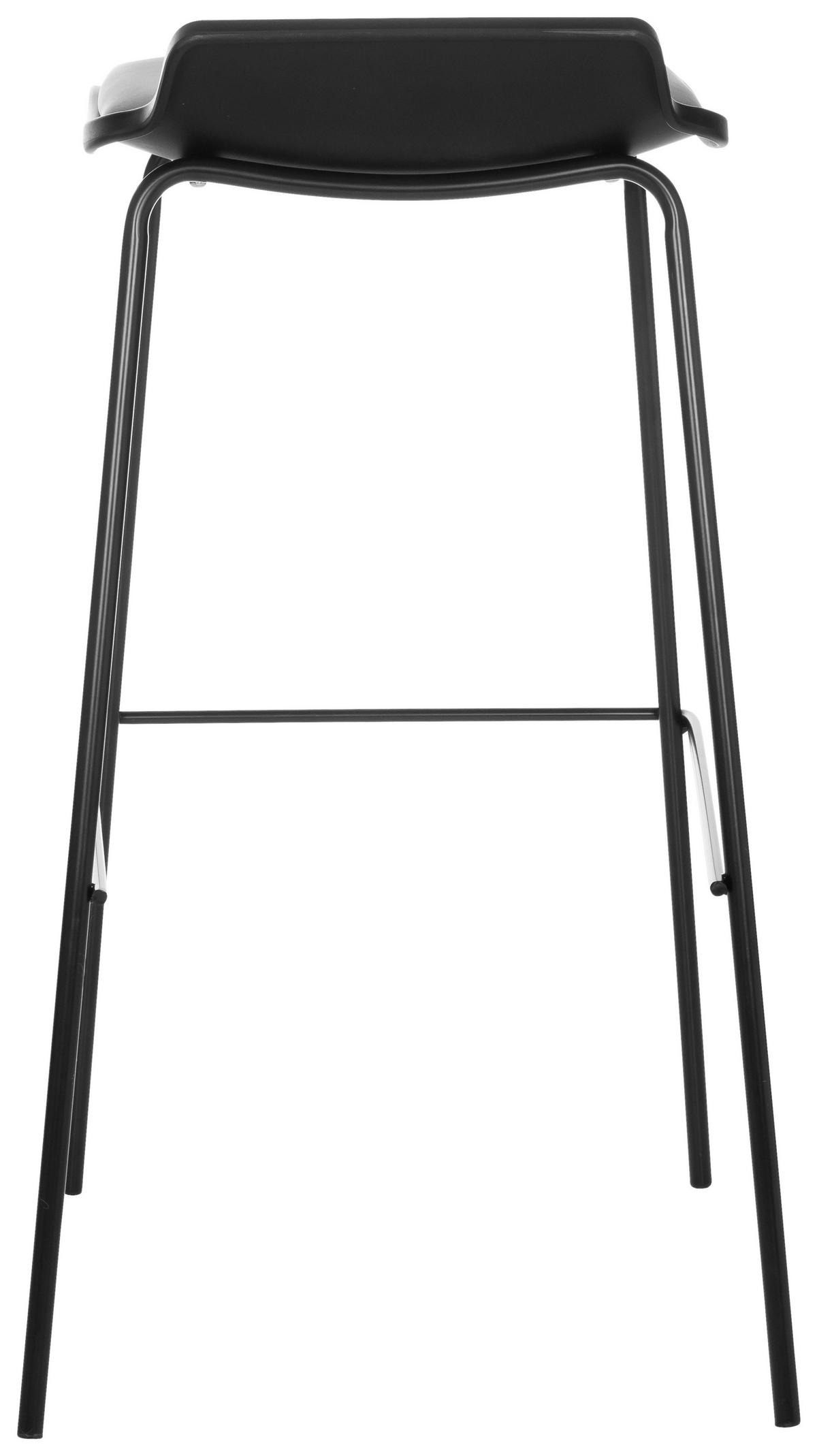BARHOCKER Lederlook Schwarz stapelbar, abwischbar  - Schwarz, Basics, Textil/Metall (47/82/49cm) - MID.YOU