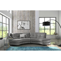 ECKSOFA in Samt Grau  300/113 cm  - Schwarz/Grau, Design, Kunststoff/Textil (300/113cm) - Livetastic