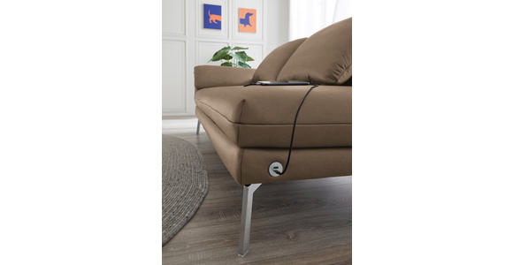 RÉCAMIERE in Echtleder Hellbraun - Chromfarben/Hellbraun, Design, Leder/Metall (209/85-109/95-16cm) - Dieter Knoll