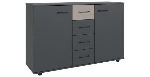 KOMMODE in 130/83/41 cm - Schwarz/Graphitfarben, KONVENTIONELL, Holzwerkstoff/Kunststoff (130/83/41cm) - Carryhome