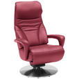 RELAXSESSEL Lenno Echtleder Nackenstütze, Relaxfunktion, Kopfteilverstellung, Fußteilverstellung    - Edelstahlfarben/Bordeaux, Design, Leder/Metall (75/117/88cm) - Dieter Knoll