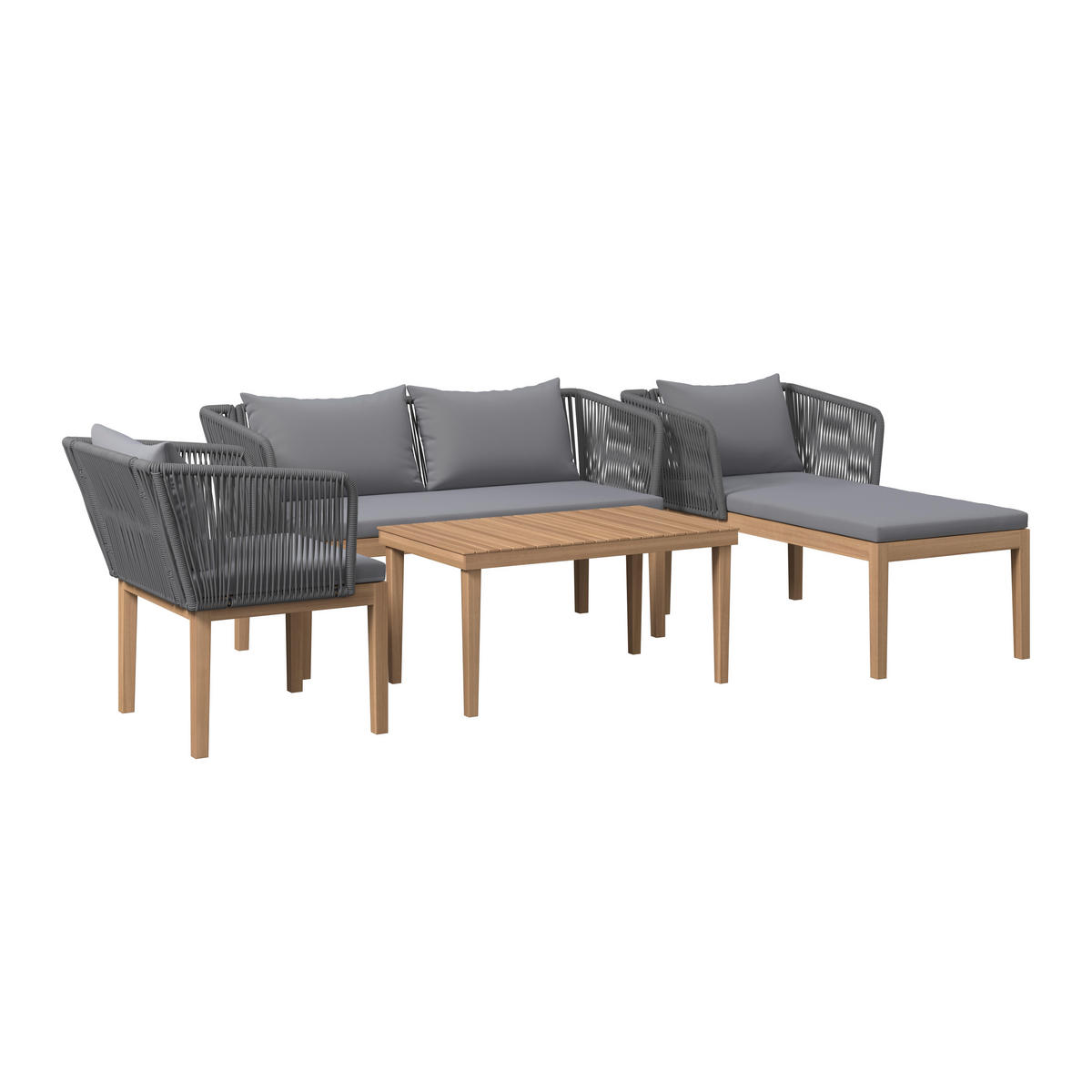 LOUNGEGARNITUR   160/74/84 cm  - Akaziefarben/Grau, Modern, Holz/Kunststoff (160/74/84cm) - Ambia Garden