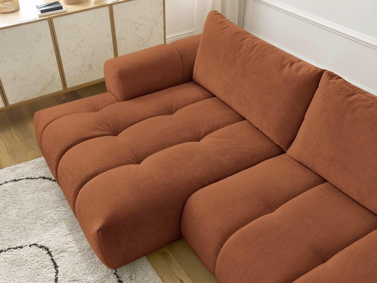 ECKSCHLAFSOFA FUJI Leinenoptik Orange  inkl.  - Schwarz/Orange, MODERN, Kunststoff/Textil (160/292cm)